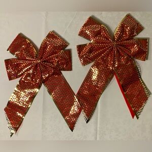 EUC Bows: Valentines Hearts, Red Velvet, Gold Heart Overlay, 4-Loop